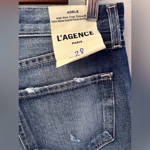 New L'AGENCE Adele Rigid Stovepipe High Rise Crop Jeans in Newberry Size 28